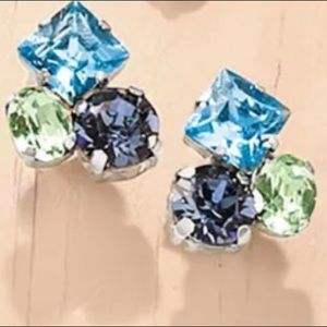ROSS & SIMONS Italian Blue and Green Swarovski Cluster EarringsSterling Silver